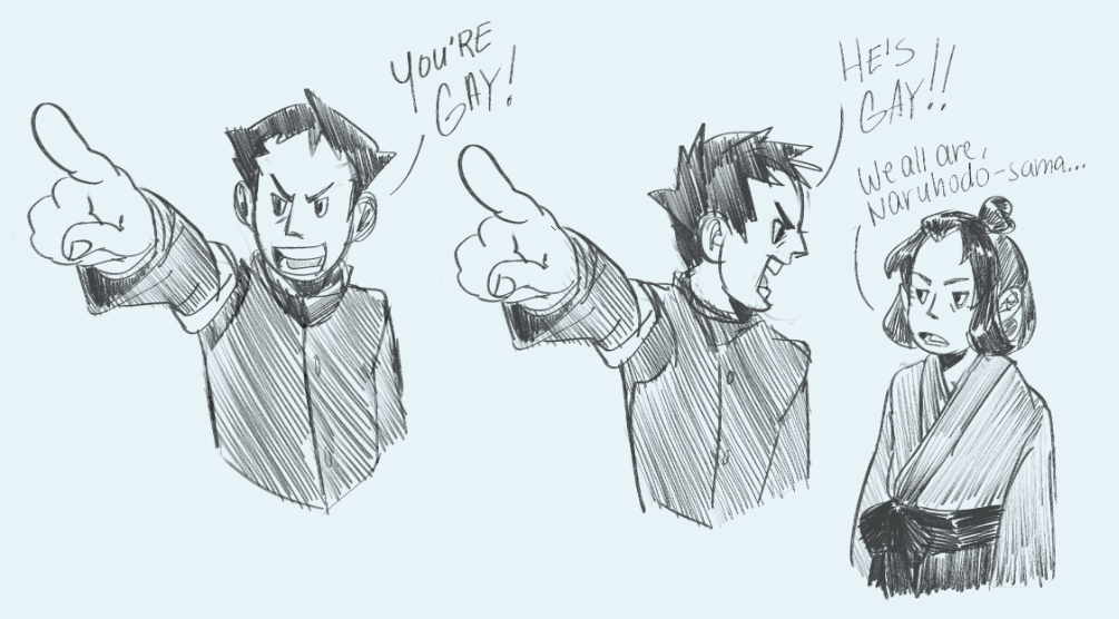 great ace attorney fanart, ryunosuke and susato comic